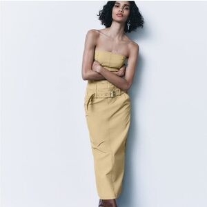 ZARA TAN STRAPLESS DRESS ✨️SIZE M✨️